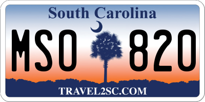 SC license plate MSO820