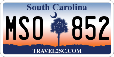SC license plate MSO852
