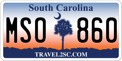 SC license plate MSO860