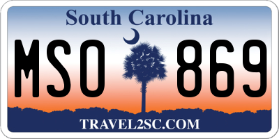 SC license plate MSO869