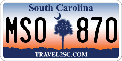 SC license plate MSO870