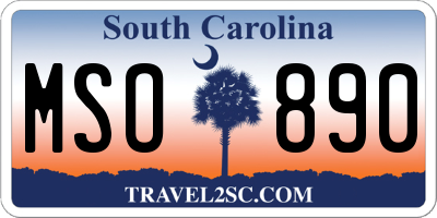 SC license plate MSO890