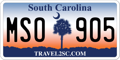 SC license plate MSO905