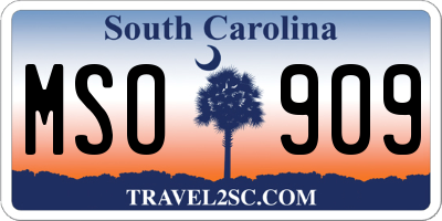 SC license plate MSO909