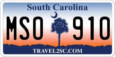 SC license plate MSO910