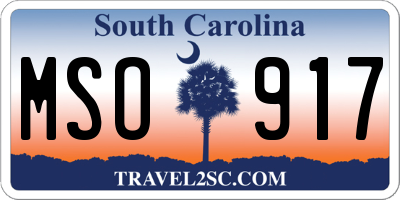 SC license plate MSO917