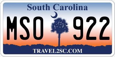 SC license plate MSO922