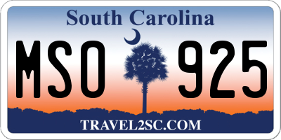 SC license plate MSO925