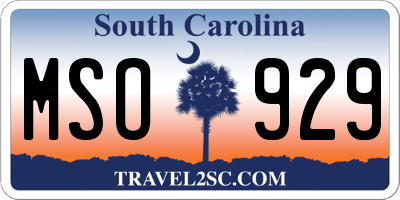 SC license plate MSO929