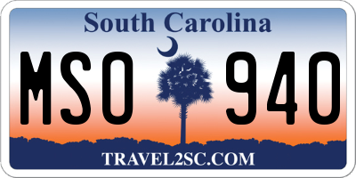 SC license plate MSO940
