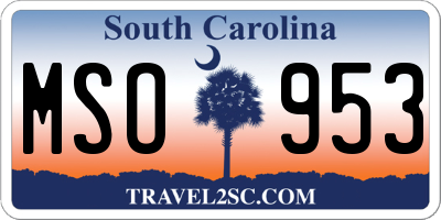 SC license plate MSO953