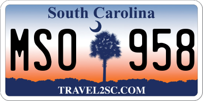 SC license plate MSO958