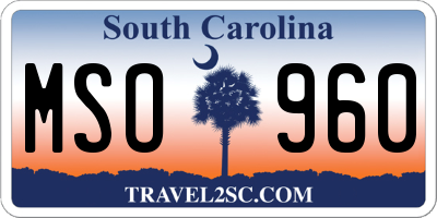 SC license plate MSO960