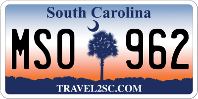 SC license plate MSO962