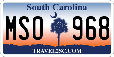 SC license plate MSO968