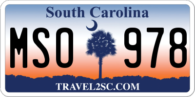 SC license plate MSO978