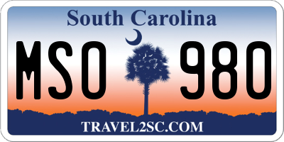 SC license plate MSO980