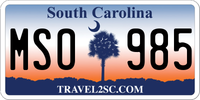 SC license plate MSO985