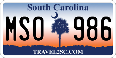 SC license plate MSO986