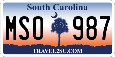 SC license plate MSO987
