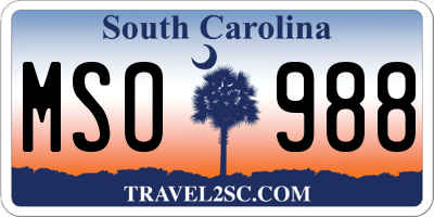 SC license plate MSO988