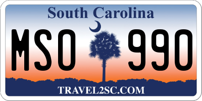 SC license plate MSO990