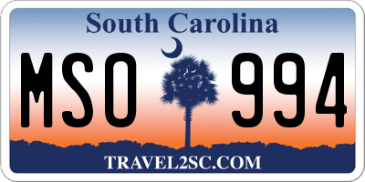 SC license plate MSO994