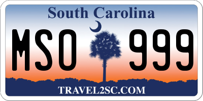 SC license plate MSO999