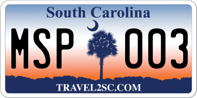 SC license plate MSP003