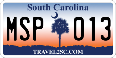 SC license plate MSP013