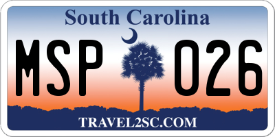 SC license plate MSP026