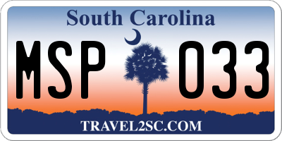 SC license plate MSP033