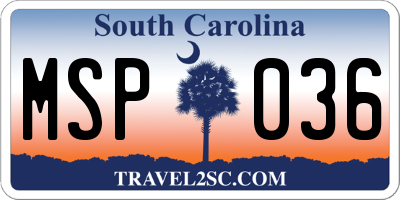 SC license plate MSP036