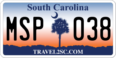 SC license plate MSP038