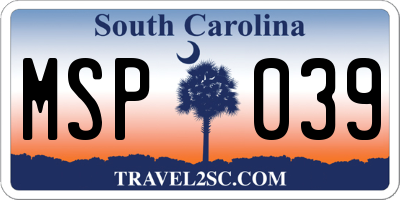 SC license plate MSP039