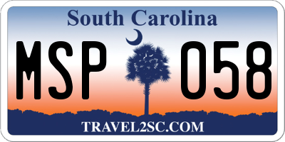 SC license plate MSP058