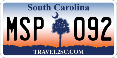 SC license plate MSP092