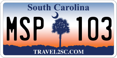 SC license plate MSP103