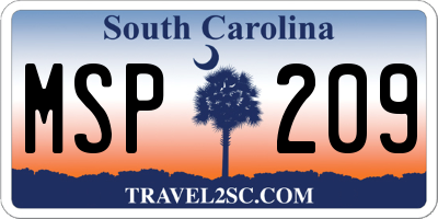 SC license plate MSP209