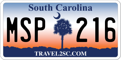 SC license plate MSP216