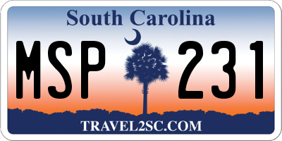 SC license plate MSP231