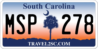 SC license plate MSP278