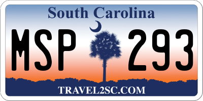 SC license plate MSP293