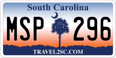 SC license plate MSP296