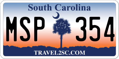 SC license plate MSP354