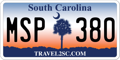 SC license plate MSP380