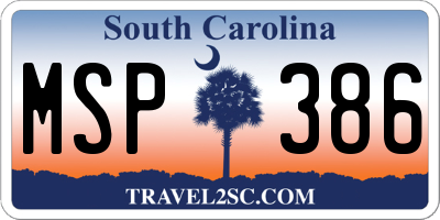 SC license plate MSP386