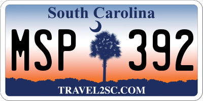 SC license plate MSP392