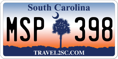 SC license plate MSP398