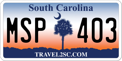 SC license plate MSP403